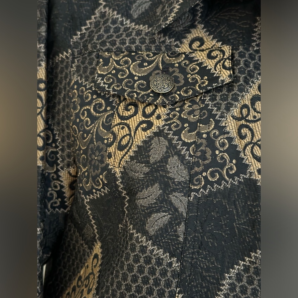 Ruby Rd Black Gold Light Jacket Patch Pattern.Met… - image 2